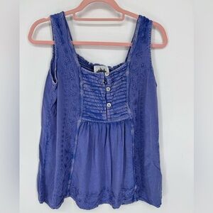 Metropolitan Women's Embroidered Sleeveless Purple/Blue Tank Top Size Large